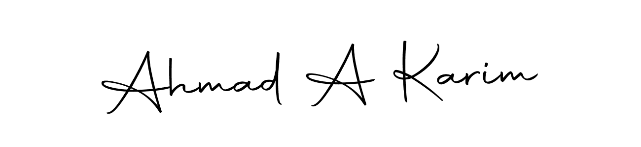 How to make Ahmad A Karim name signature. Use Autography-DOLnW style for creating short signs online. This is the latest handwritten sign. Ahmad A Karim signature style 10 images and pictures png