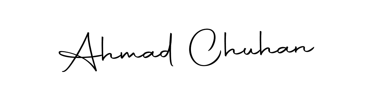 How to make Ahmad Chuhan name signature. Use Autography-DOLnW style for creating short signs online. This is the latest handwritten sign. Ahmad Chuhan signature style 10 images and pictures png