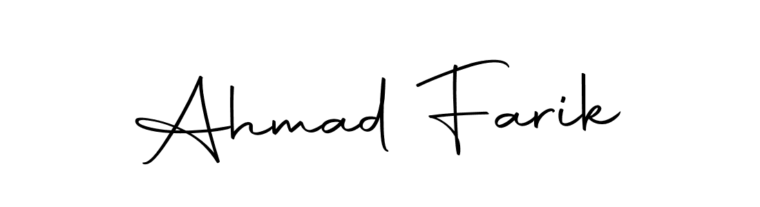 How to make Ahmad Farik name signature. Use Autography-DOLnW style for creating short signs online. This is the latest handwritten sign. Ahmad Farik signature style 10 images and pictures png