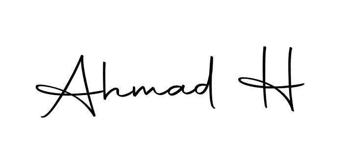 How to make Ahmad H name signature. Use Autography-DOLnW style for creating short signs online. This is the latest handwritten sign. Ahmad H signature style 10 images and pictures png