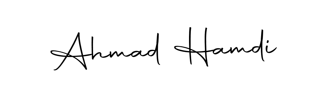 How to make Ahmad Hamdi name signature. Use Autography-DOLnW style for creating short signs online. This is the latest handwritten sign. Ahmad Hamdi signature style 10 images and pictures png