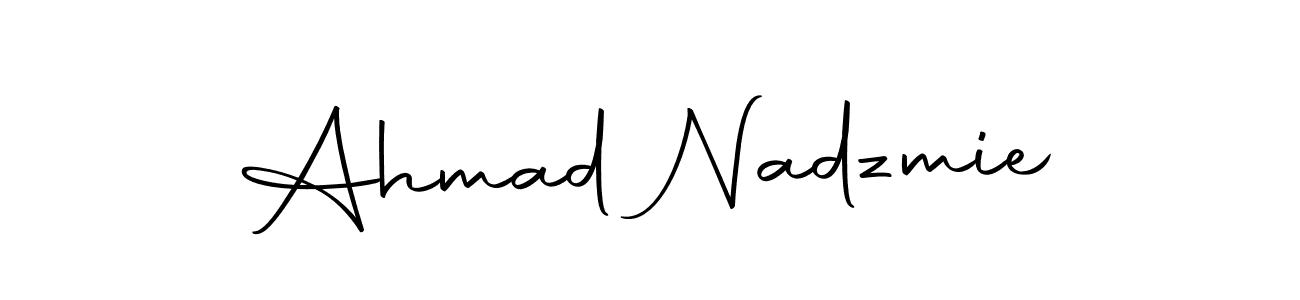 How to make Ahmad Nadzmie name signature. Use Autography-DOLnW style for creating short signs online. This is the latest handwritten sign. Ahmad Nadzmie signature style 10 images and pictures png