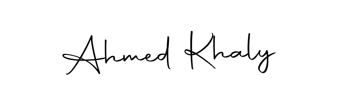 How to make Ahmed Khaly name signature. Use Autography-DOLnW style for creating short signs online. This is the latest handwritten sign. Ahmed Khaly signature style 10 images and pictures png