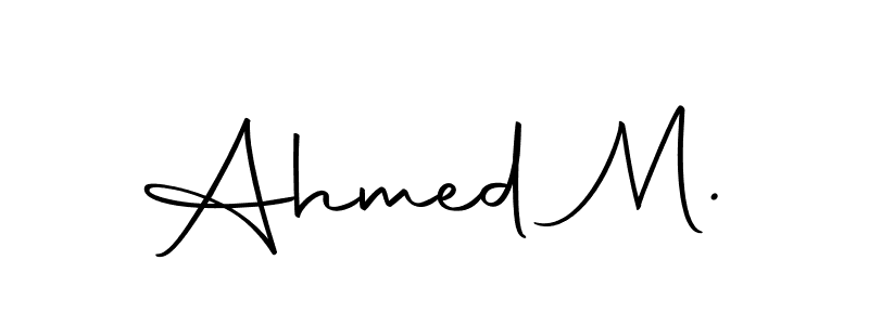 You should practise on your own different ways (Autography-DOLnW) to write your name (Ahmed M.) in signature. don't let someone else do it for you. Ahmed M. signature style 10 images and pictures png