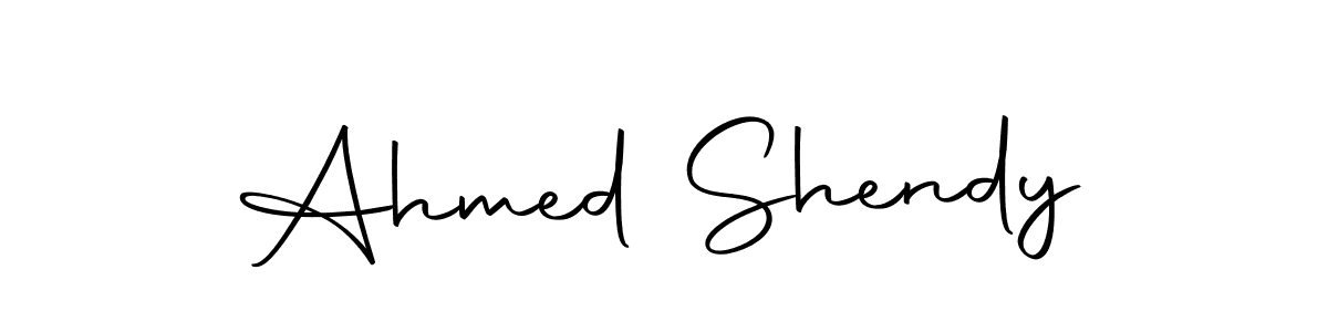 How to make Ahmed Shendy name signature. Use Autography-DOLnW style for creating short signs online. This is the latest handwritten sign. Ahmed Shendy signature style 10 images and pictures png