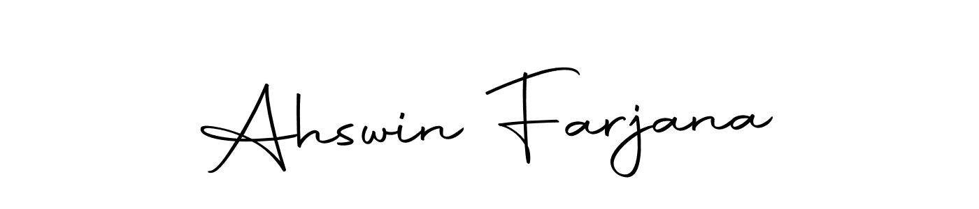 The best way (Autography-DOLnW) to make a short signature is to pick only two or three words in your name. The name Ahswin Farjana include a total of six letters. For converting this name. Ahswin Farjana signature style 10 images and pictures png