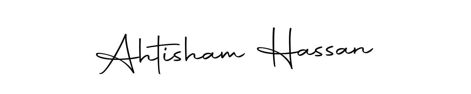 You should practise on your own different ways (Autography-DOLnW) to write your name (Ahtisham Hassan) in signature. don't let someone else do it for you. Ahtisham Hassan signature style 10 images and pictures png