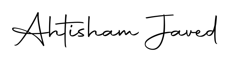 Download transparent PNG signature for name Ahtisham Javed styled with Autography-DOLnW font. Ready to paste directly into PDF and Word agreements. Ahtisham Javed signature style 10 images and pictures png