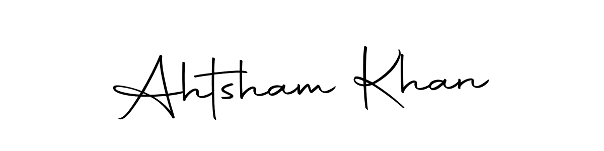 How to make Ahtsham Khan name signature. Use Autography-DOLnW style for creating short signs online. This is the latest handwritten sign. Ahtsham Khan signature style 10 images and pictures png