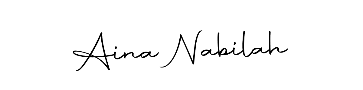 How to make Aina Nabilah name signature. Use Autography-DOLnW style for creating short signs online. This is the latest handwritten sign. Aina Nabilah signature style 10 images and pictures png