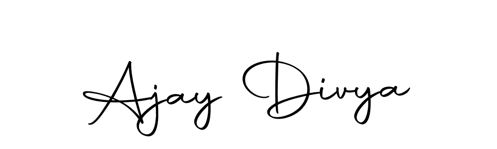 How to make Ajay Divya name signature. Use Autography-DOLnW style for creating short signs online. This is the latest handwritten sign. Ajay Divya signature style 10 images and pictures png