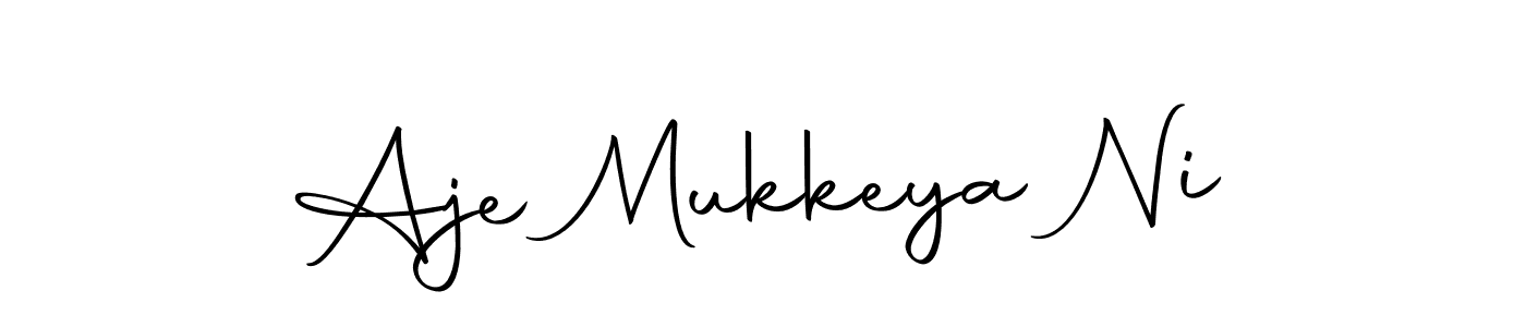 The best way (Autography-DOLnW) to make a short signature is to pick only two or three words in your name. The name Aje Mukkeya Ni include a total of six letters. For converting this name. Aje Mukkeya Ni signature style 10 images and pictures png