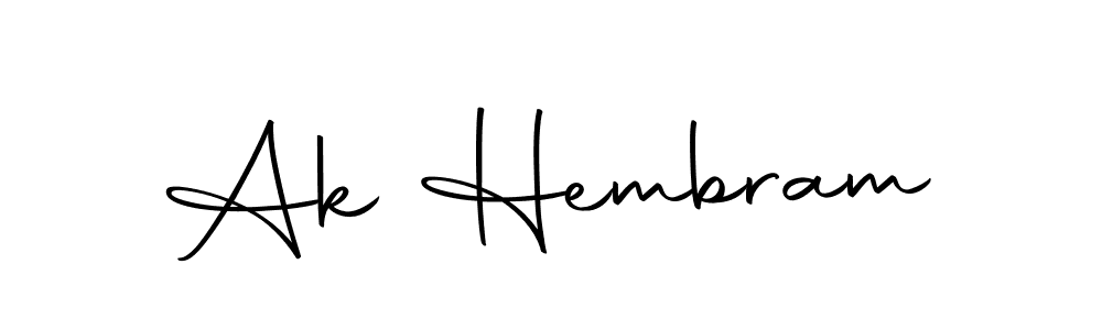How to make Ak Hembram name signature. Use Autography-DOLnW style for creating short signs online. This is the latest handwritten sign. Ak Hembram signature style 10 images and pictures png