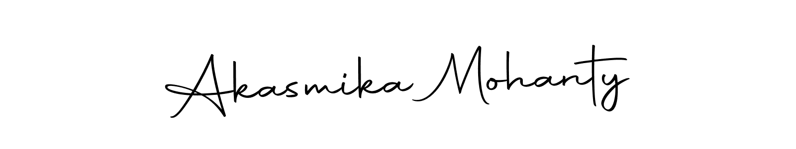 How to make Akasmika Mohanty name signature. Use Autography-DOLnW style for creating short signs online. This is the latest handwritten sign. Akasmika Mohanty signature style 10 images and pictures png