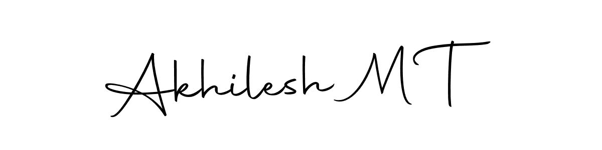How to make Akhilesh M T name signature. Use Autography-DOLnW style for creating short signs online. This is the latest handwritten sign. Akhilesh M T signature style 10 images and pictures png
