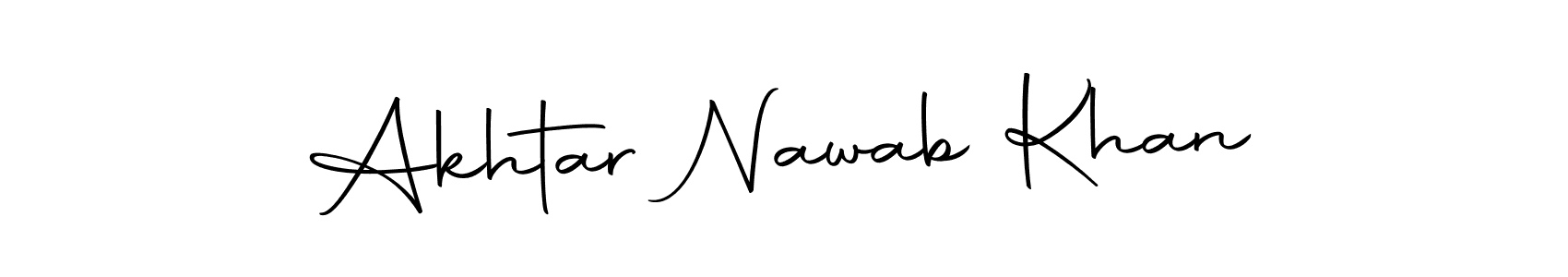 How to make Akhtar Nawab Khan name signature. Use Autography-DOLnW style for creating short signs online. This is the latest handwritten sign. Akhtar Nawab Khan signature style 10 images and pictures png