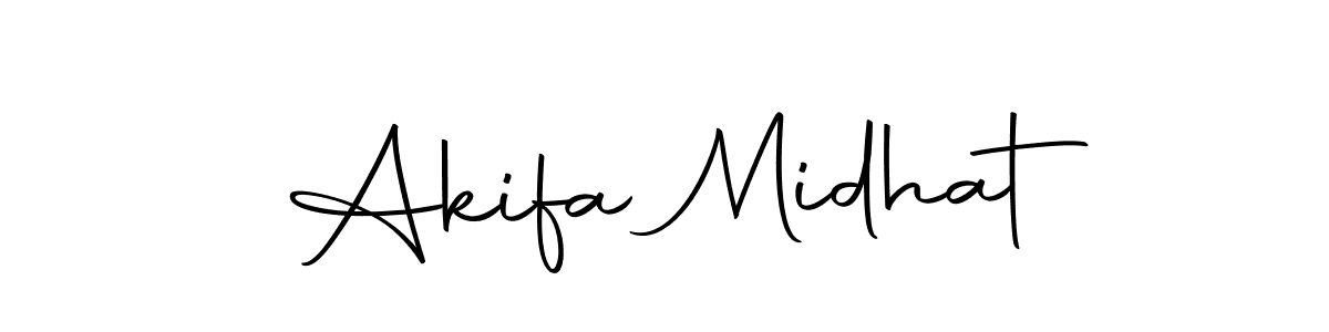 How to make Akifa Midhat name signature. Use Autography-DOLnW style for creating short signs online. This is the latest handwritten sign. Akifa Midhat signature style 10 images and pictures png