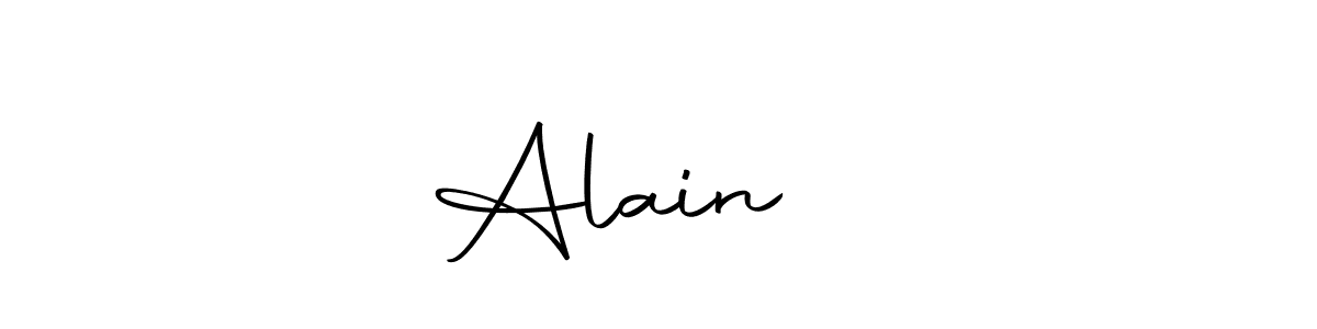 How to make Alain ❤️ name signature. Use Autography-DOLnW style for creating short signs online. This is the latest handwritten sign. Alain ❤️ signature style 10 images and pictures png