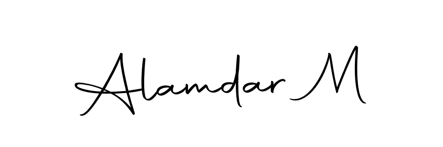 How to make Alamdar M name signature. Use Autography-DOLnW style for creating short signs online. This is the latest handwritten sign. Alamdar M signature style 10 images and pictures png