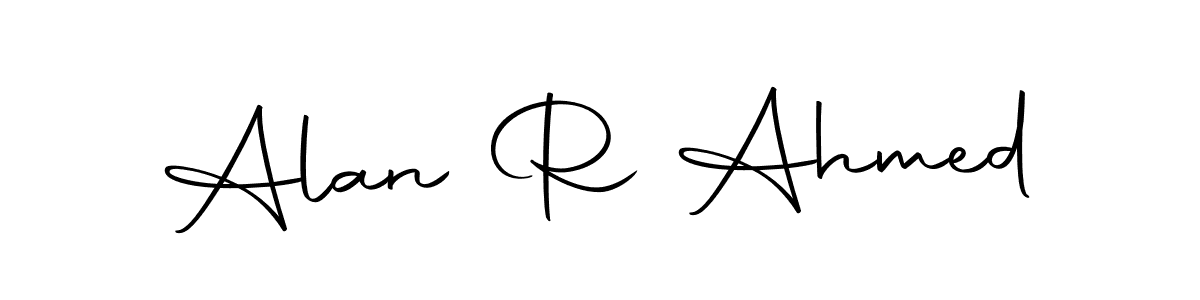 How to make Alan R Ahmed name signature. Use Autography-DOLnW style for creating short signs online. This is the latest handwritten sign. Alan R Ahmed signature style 10 images and pictures png