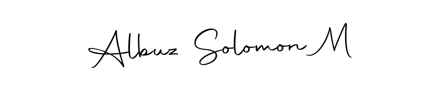 You should practise on your own different ways (Autography-DOLnW) to write your name (Albuz Solomon M) in signature. don't let someone else do it for you. Albuz Solomon M signature style 10 images and pictures png