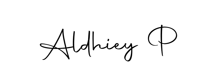 Use a signature maker to create a handwritten signature online. With this signature software, you can design (Autography-DOLnW) your own signature for name Aldhiey P. Aldhiey P signature style 10 images and pictures png