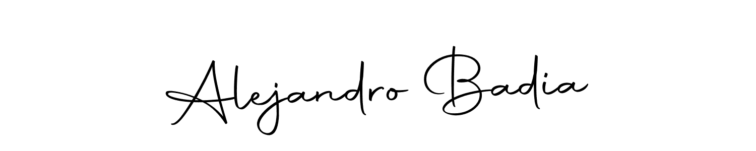 How to make Alejandro Badia name signature. Use Autography-DOLnW style for creating short signs online. This is the latest handwritten sign. Alejandro Badia signature style 10 images and pictures png