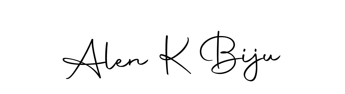 How to make Alen K Biju name signature. Use Autography-DOLnW style for creating short signs online. This is the latest handwritten sign. Alen K Biju signature style 10 images and pictures png