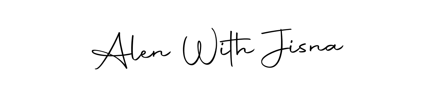 How to make Alen With Jisna name signature. Use Autography-DOLnW style for creating short signs online. This is the latest handwritten sign. Alen With Jisna signature style 10 images and pictures png
