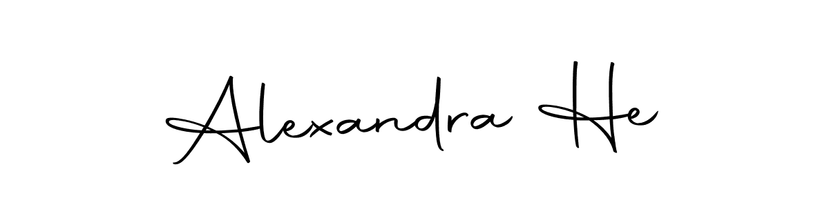 How to make Alexandra He name signature. Use Autography-DOLnW style for creating short signs online. This is the latest handwritten sign. Alexandra He signature style 10 images and pictures png