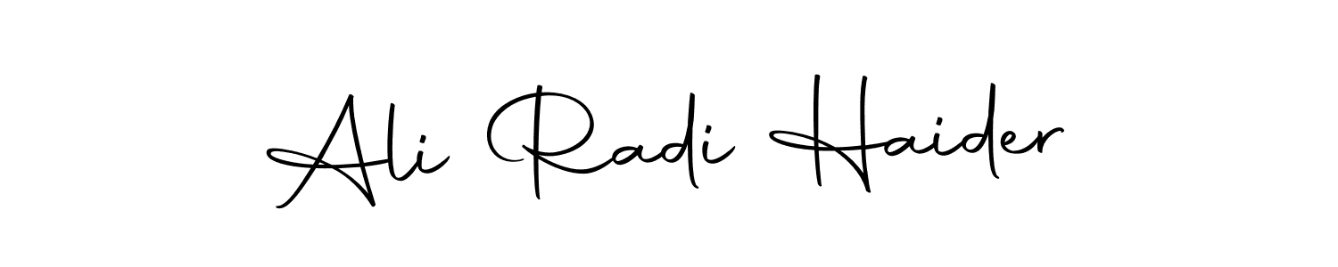 How to make Ali Radi Haider name signature. Use Autography-DOLnW style for creating short signs online. This is the latest handwritten sign. Ali Radi Haider signature style 10 images and pictures png