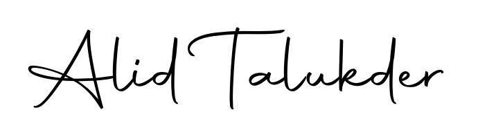 A timeless handwritten aesthetic for Alid Talukder. The Autography-DOLnW font gives your signature a handcrafted feel with natural curves. Alid Talukder signature style 10 images and pictures png