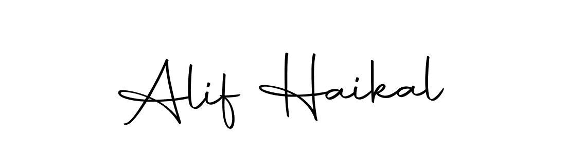 The best way (Autography-DOLnW) to make a short signature is to pick only two or three words in your name. The name Alif Haikal include a total of six letters. For converting this name. Alif Haikal signature style 10 images and pictures png