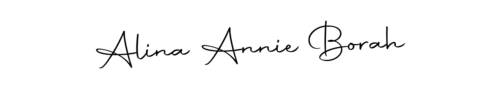 How to make Alina Annie Borah name signature. Use Autography-DOLnW style for creating short signs online. This is the latest handwritten sign. Alina Annie Borah signature style 10 images and pictures png