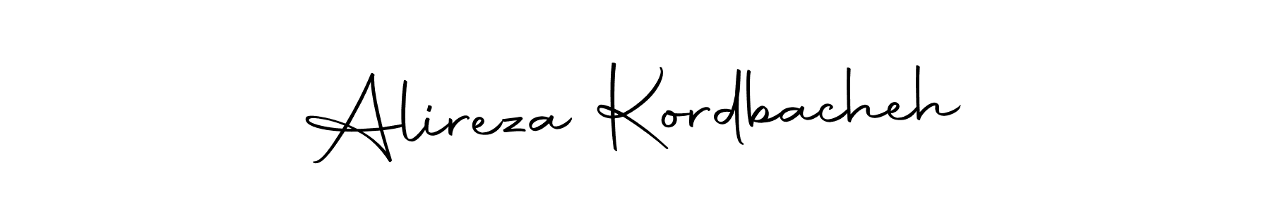 How to make Alireza Kordbacheh name signature. Use Autography-DOLnW style for creating short signs online. This is the latest handwritten sign. Alireza Kordbacheh signature style 10 images and pictures png