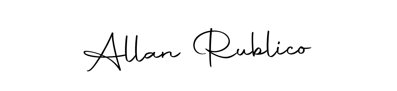 How to make Allan Rublico name signature. Use Autography-DOLnW style for creating short signs online. This is the latest handwritten sign. Allan Rublico signature style 10 images and pictures png