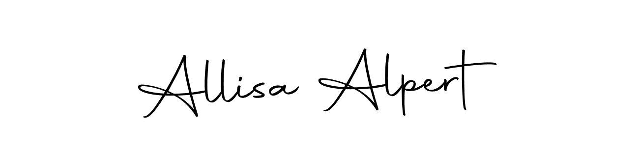 How to make Allisa Alpert name signature. Use Autography-DOLnW style for creating short signs online. This is the latest handwritten sign. Allisa Alpert signature style 10 images and pictures png