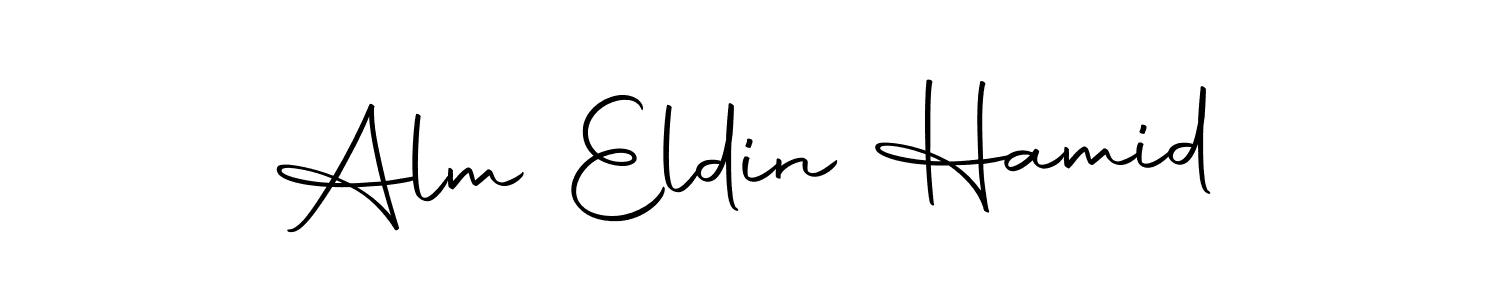 Create a beautiful signature design for name Alm Eldin Hamid. With this signature (Autography-DOLnW) fonts, you can make a handwritten signature for free. Alm Eldin Hamid signature style 10 images and pictures png