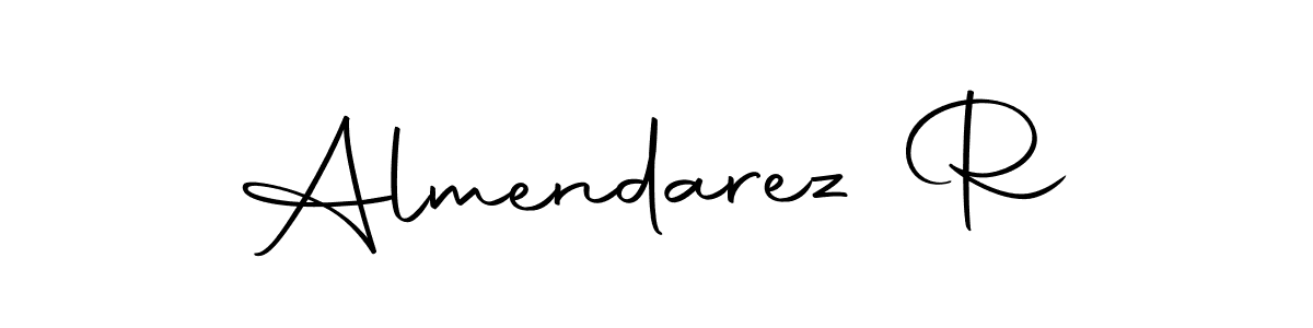 How to make Almendarez R name signature. Use Autography-DOLnW style for creating short signs online. This is the latest handwritten sign. Almendarez R signature style 10 images and pictures png