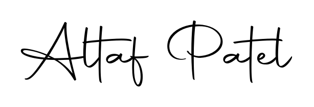 A sleek calligraphic signature for name Altaf Patel utilizing Autography-DOLnW styling. Great for adding personal signatures to photos and art. Altaf Patel signature style 10 images and pictures png