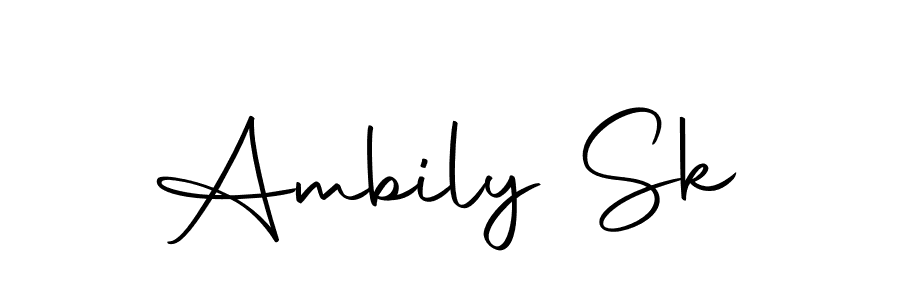 How to make Ambily Sk name signature. Use Autography-DOLnW style for creating short signs online. This is the latest handwritten sign. Ambily Sk signature style 10 images and pictures png