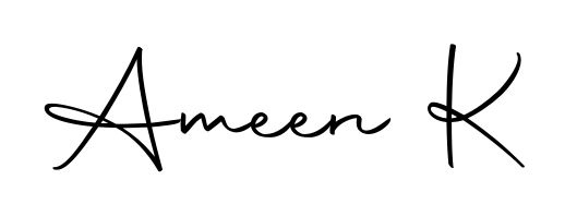 You can use this online signature creator to create a handwritten signature for the name Ameen K. This is the best online autograph maker. Ameen K signature style 10 images and pictures png
