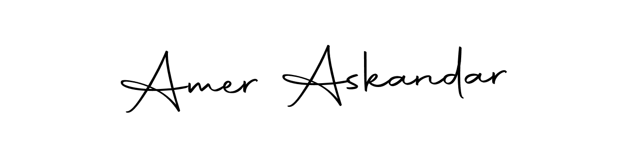 How to make Amer Askandar name signature. Use Autography-DOLnW style for creating short signs online. This is the latest handwritten sign. Amer Askandar signature style 10 images and pictures png