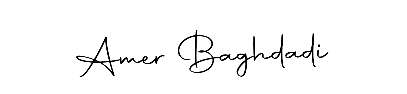 How to make Amer Baghdadi name signature. Use Autography-DOLnW style for creating short signs online. This is the latest handwritten sign. Amer Baghdadi signature style 10 images and pictures png