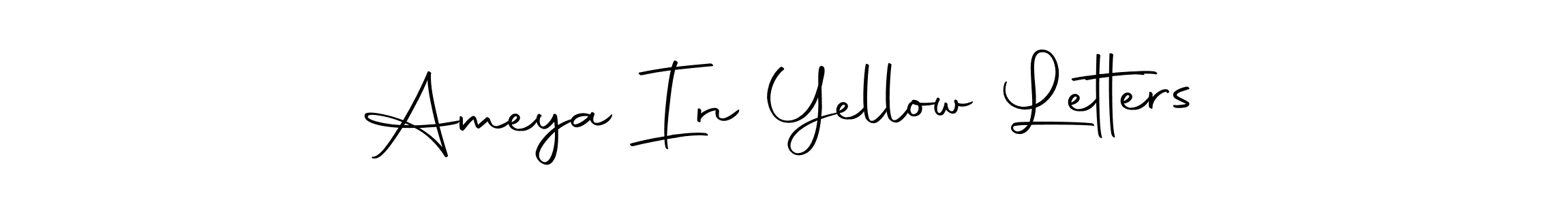 Autography-DOLnW is a professional signature style that is perfect for those who want to add a touch of class to their signature. It is also a great choice for those who want to make their signature more unique. Get Ameya In Yellow Letters name to fancy signature for free. Ameya In Yellow Letters signature style 10 images and pictures png