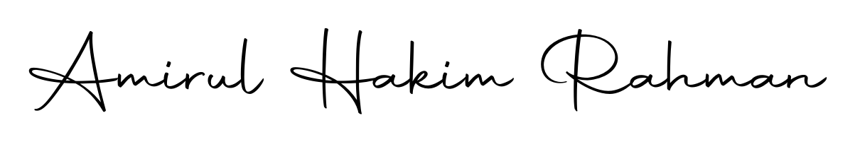 Master the art of signing with Amirul Hakim Rahman written in fluent Autography-DOLnW script. A great template to practice and refine your handwriting. Amirul Hakim Rahman signature style 10 images and pictures png