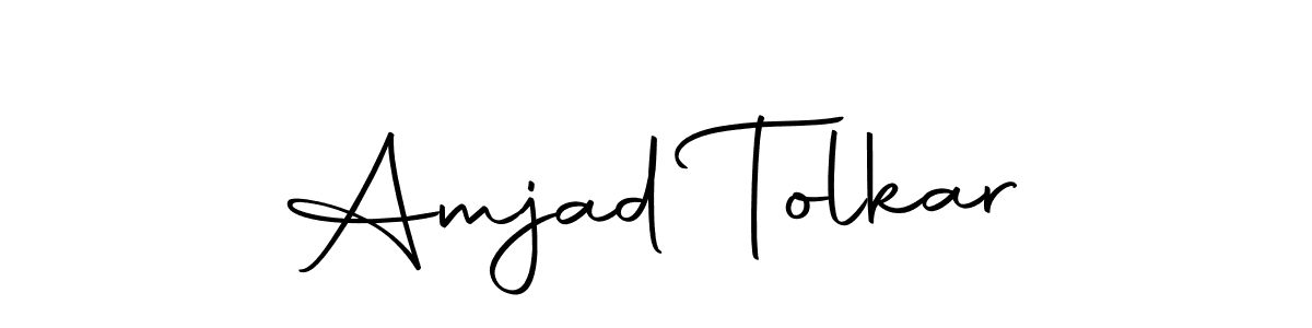 How to make Amjad Tolkar name signature. Use Autography-DOLnW style for creating short signs online. This is the latest handwritten sign. Amjad Tolkar signature style 10 images and pictures png