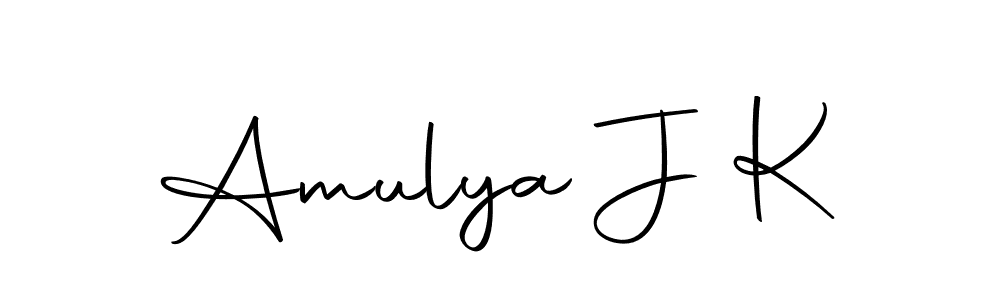 Use a signature maker to create a handwritten signature online. With this signature software, you can design (Autography-DOLnW) your own signature for name Amulya J K. Amulya J K signature style 10 images and pictures png