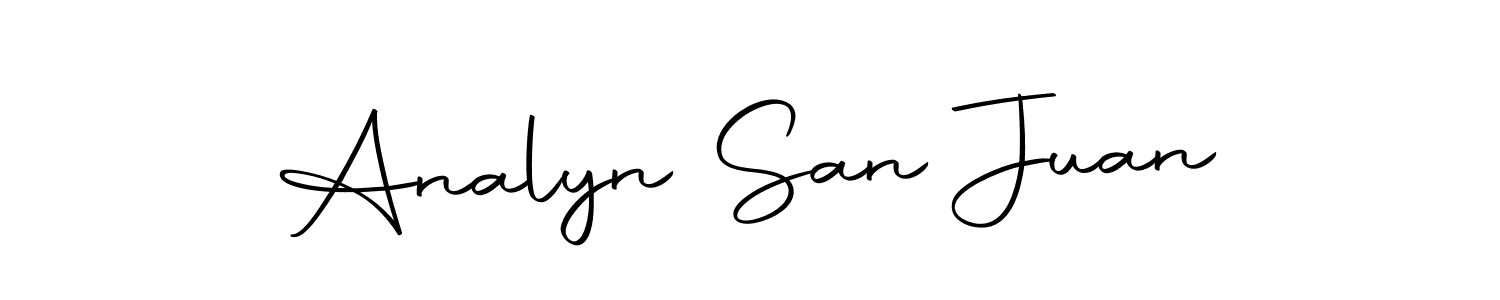 How to make Analyn San Juan name signature. Use Autography-DOLnW style for creating short signs online. This is the latest handwritten sign. Analyn San Juan signature style 10 images and pictures png