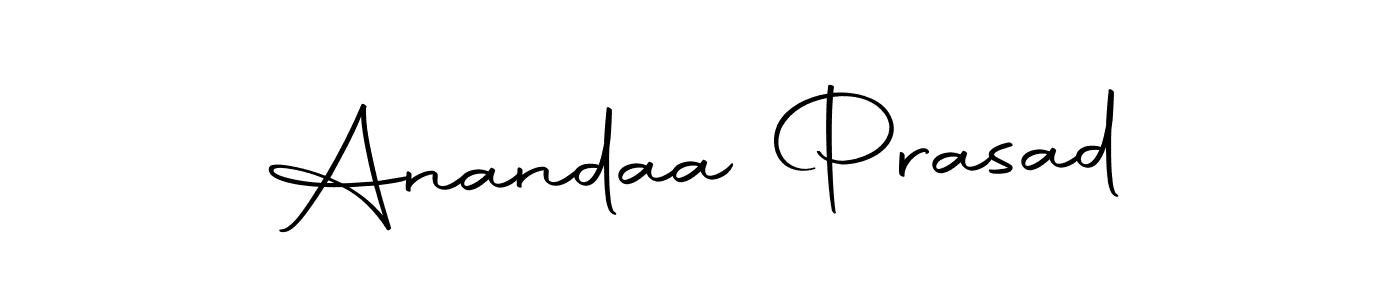 How to make Anandaa Prasad name signature. Use Autography-DOLnW style for creating short signs online. This is the latest handwritten sign. Anandaa Prasad signature style 10 images and pictures png